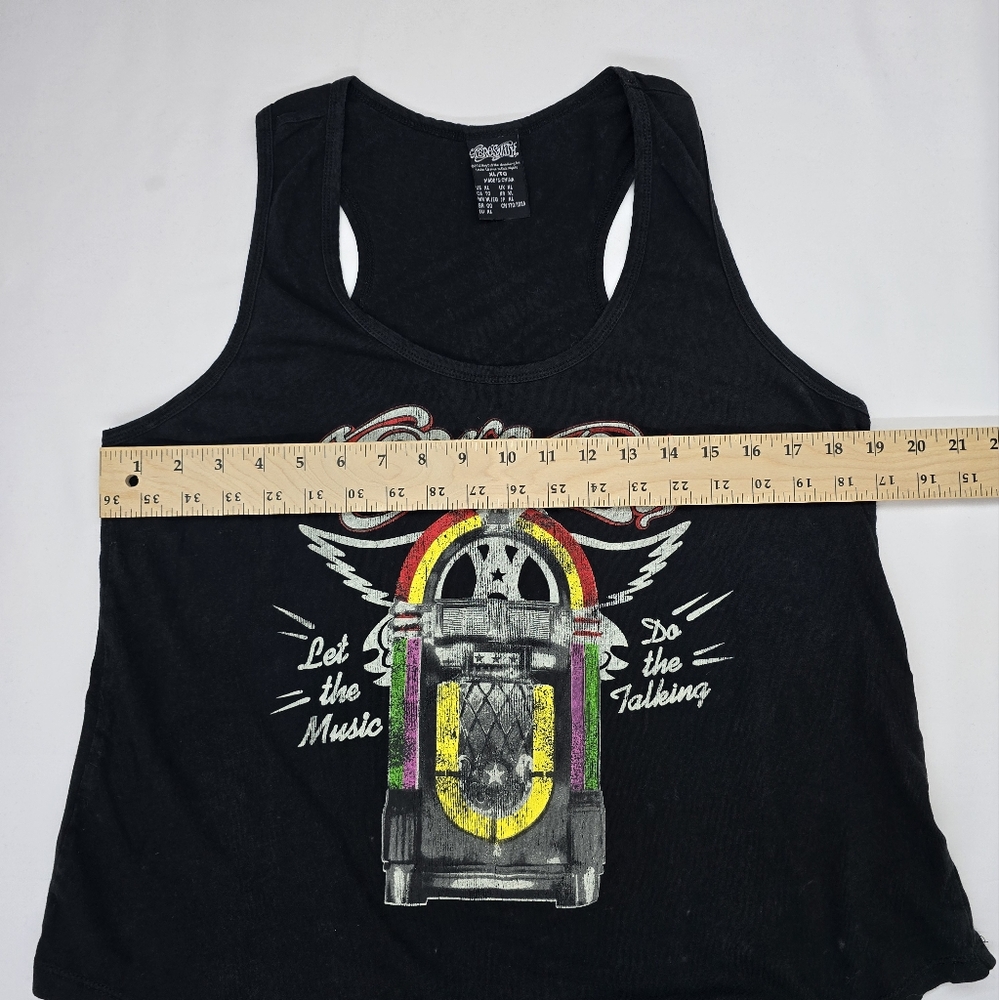 Aerosmith Let the Music do the Talking Black Printed Tank Top - Picture 7 of 8